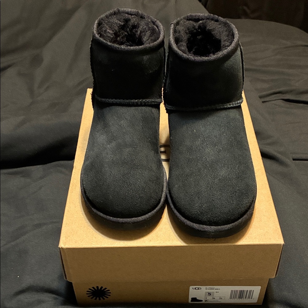 UGG ultra mini Black Boots with Plush Lining